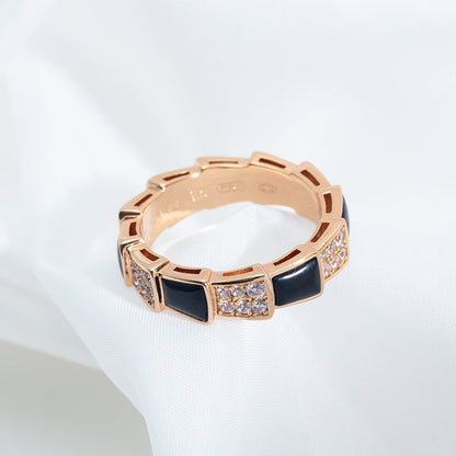 [Baslove]SERPENTI RING ROSA GOLD SCHWARZ MOP DIAMANT GEPAPERT 4MM