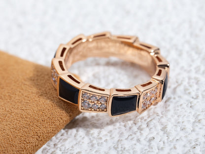 [Baslove]SERPENTI RING ROSA GOLD SCHWARZ MOP DIAMANT GEPAPERT 4MM