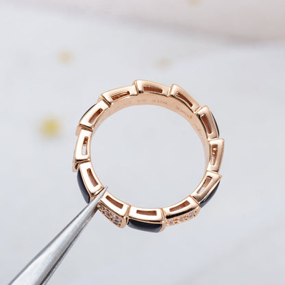 [Baslove]SERPENTI RING ROSA GOLD SCHWARZ MOP DIAMANT GEPAPERT 4MM
