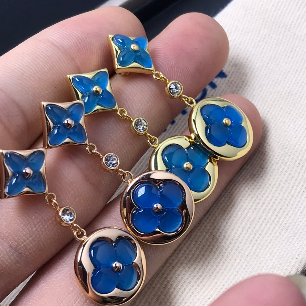 [Baslove]Ohrringe aus Stern- und Sonnenachat mit Diamanten