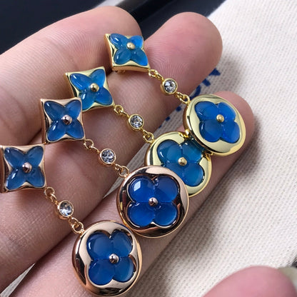 [Baslove]Ohrringe aus Stern- und Sonnenachat mit Diamanten