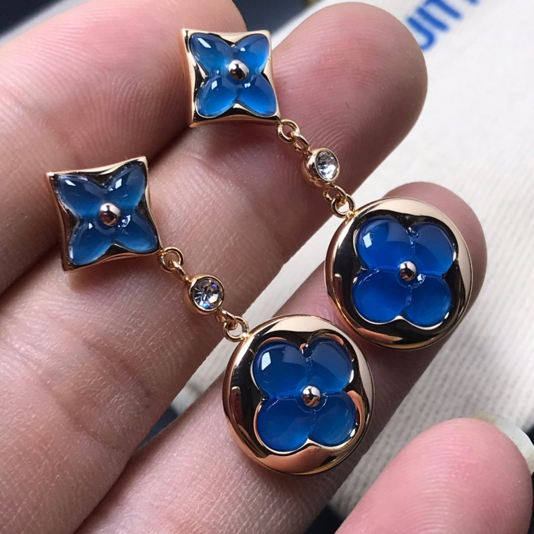 [Baslove]Ohrringe aus Stern- und Sonnenachat mit Diamanten