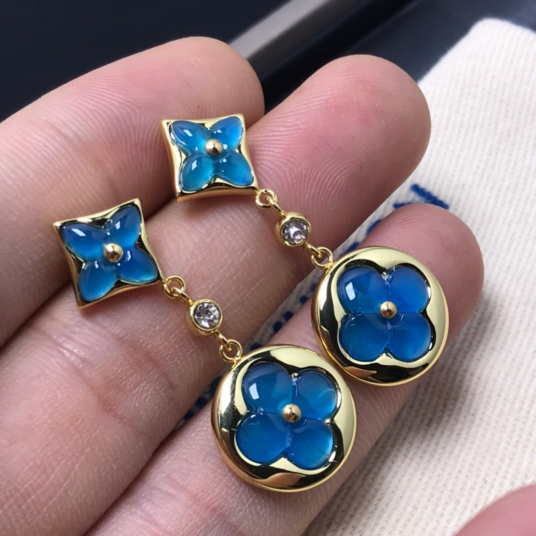 [Baslove]Ohrringe aus Stern- und Sonnenachat mit Diamanten