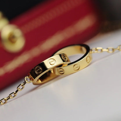 [Baslove] LIEBESHALSKETTE DOPPELRING GOLD