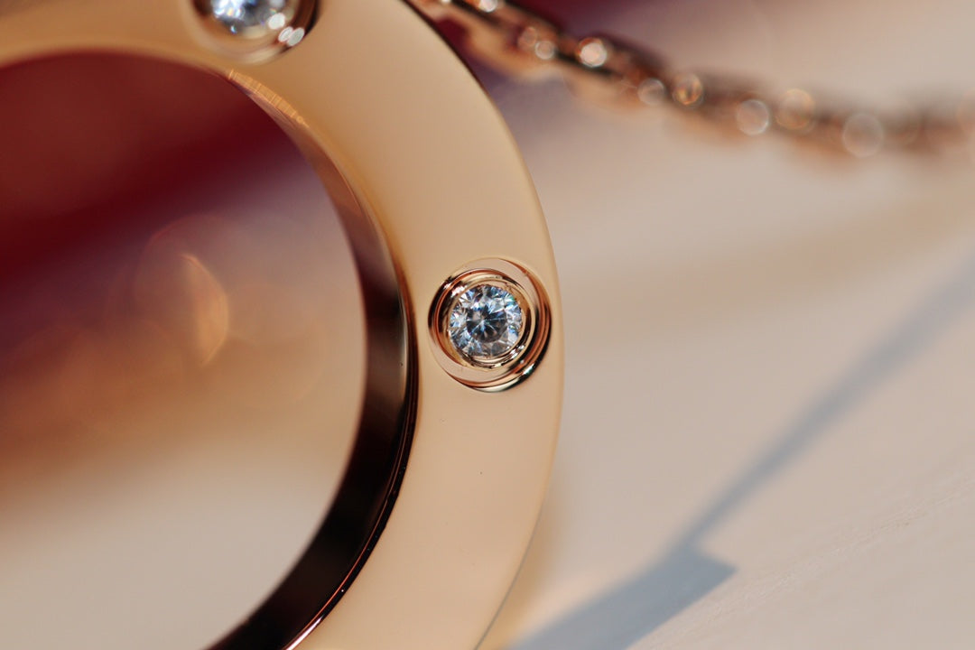 [Baslove] LIEBESHALSKETTE 16MM 6 DIAMANTEN ROSGOLD