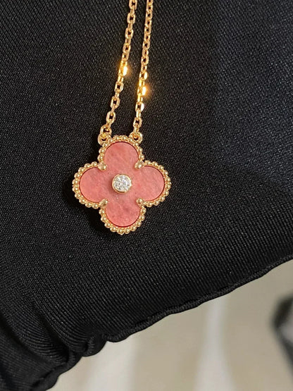 [Baslove]CLOVER 15MM DIAMANT-RHODONIT-HALSKETTE