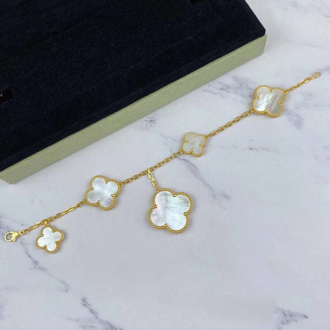 [Violet JW]MAGIC CLOVER MOP GOLD BRACELET 5 MOTIFS