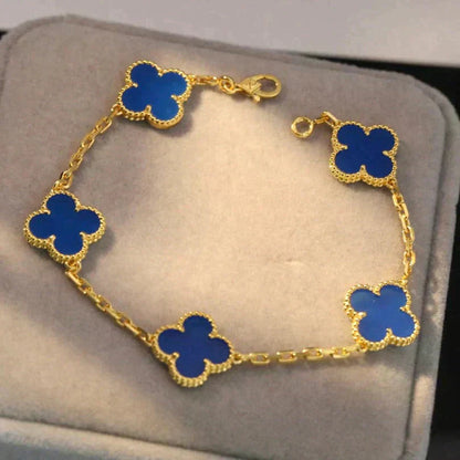 [Violet JW]CLOVER 5 MOTIFS BLUE AGATE BRACELET