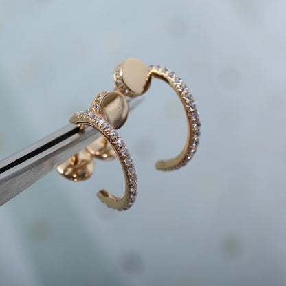 [Baslove]JUSTE イヤリング 12.75MM ピンクゴールド ダイヤモンド