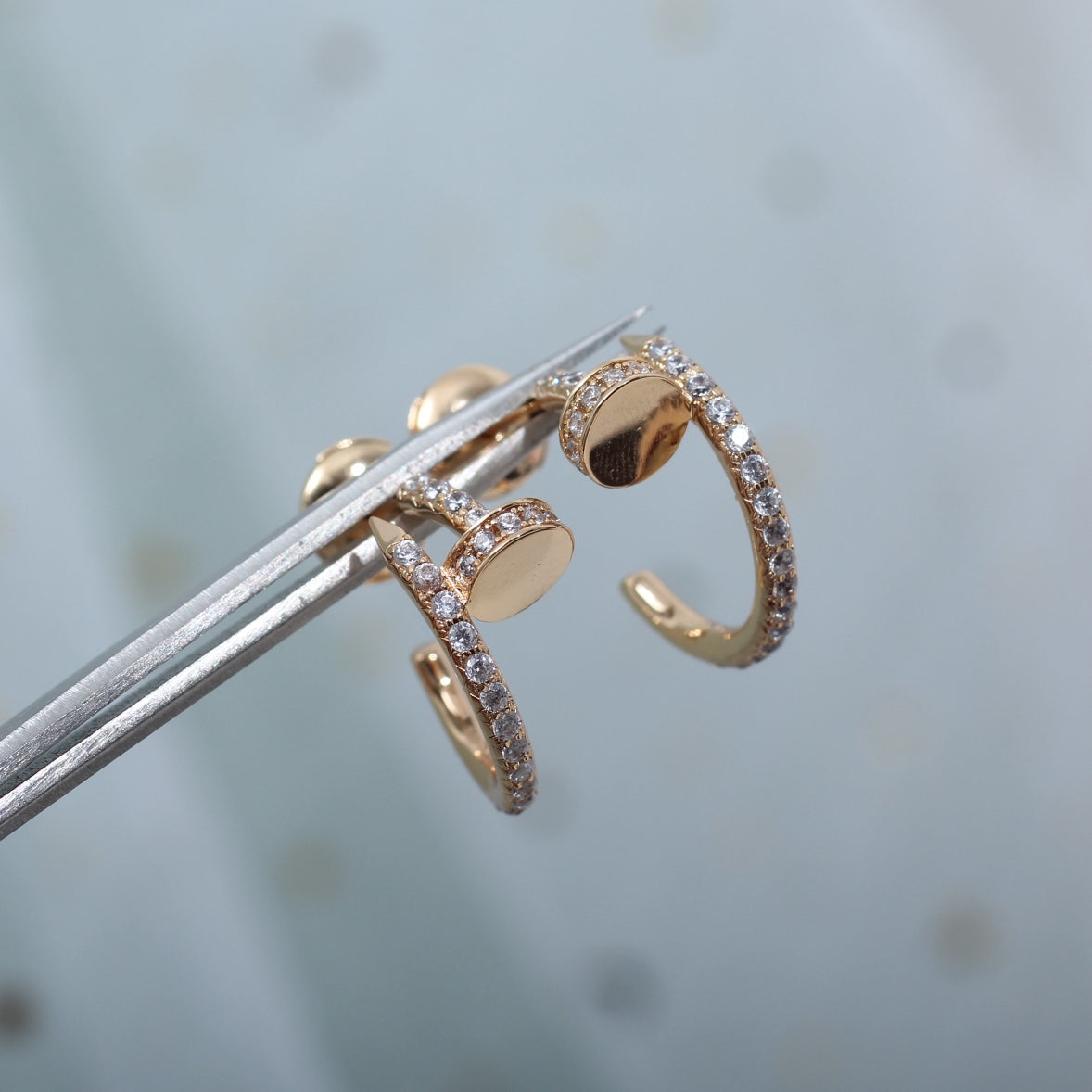 [Baslove]JUSTE イヤリング 12.75MM ピンクゴールド ダイヤモンド