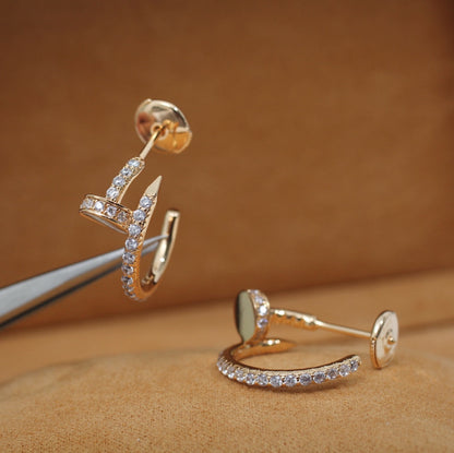 [Baslove]JUSTE イヤリング 12.75MM ピンクゴールド ダイヤモンド