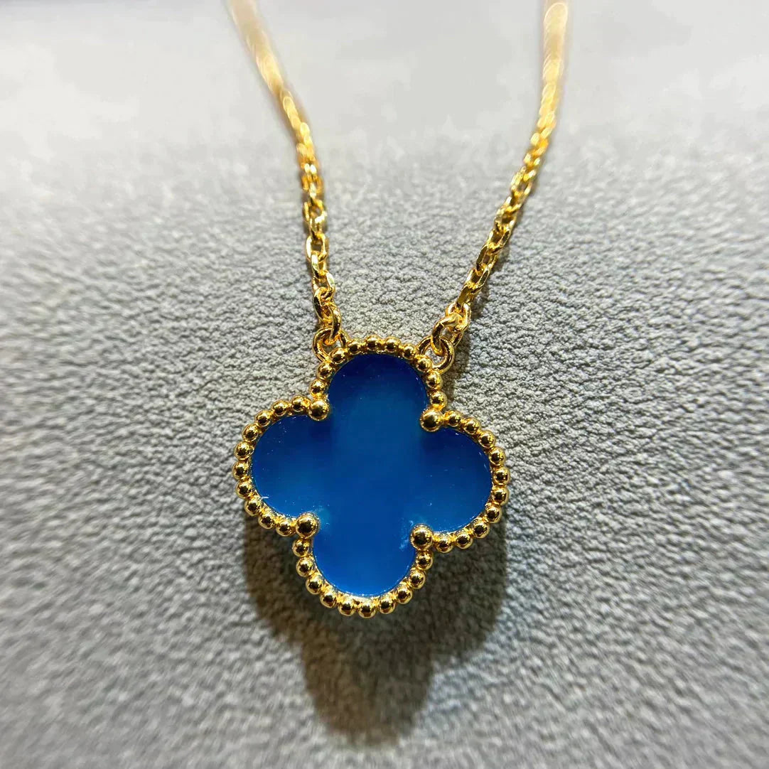 [Baslove]CLOVER 15MM BLAU ACHAT HALSKETTE