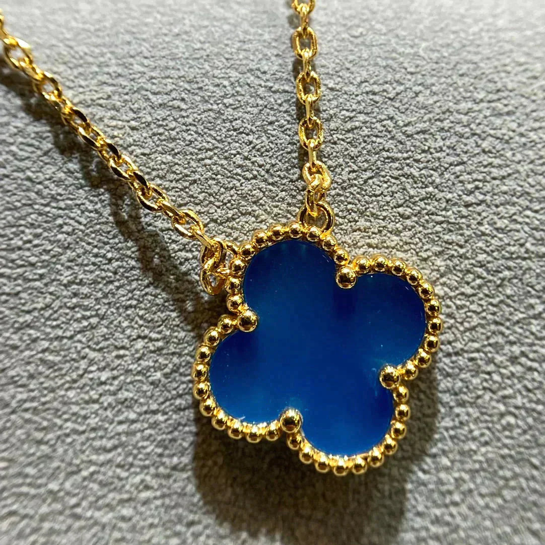 [Baslove]CLOVER 15MM BLAU ACHAT HALSKETTE