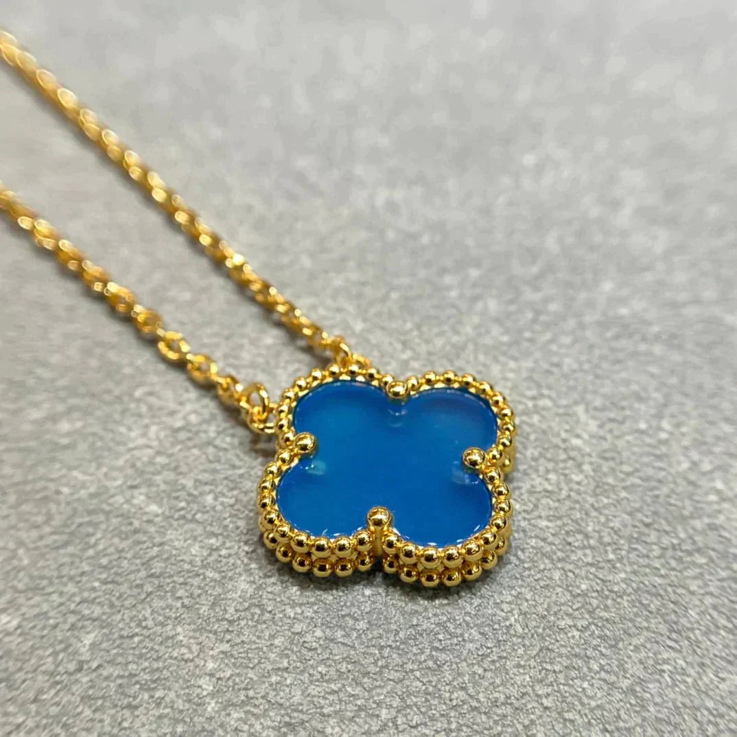 [Baslove]CLOVER 15MM BLAU ACHAT HALSKETTE