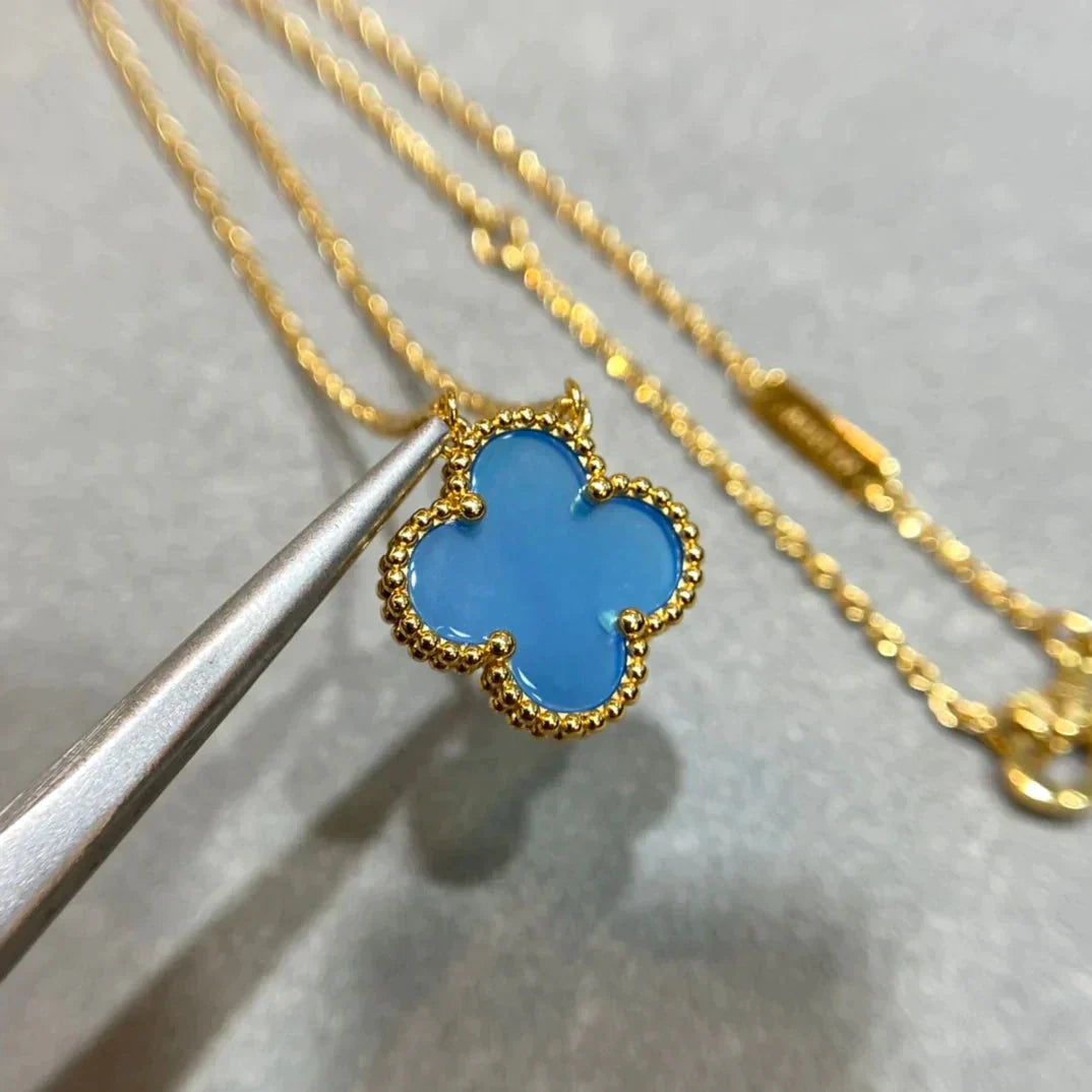 [Baslove]CLOVER 15MM BLAU ACHAT HALSKETTE