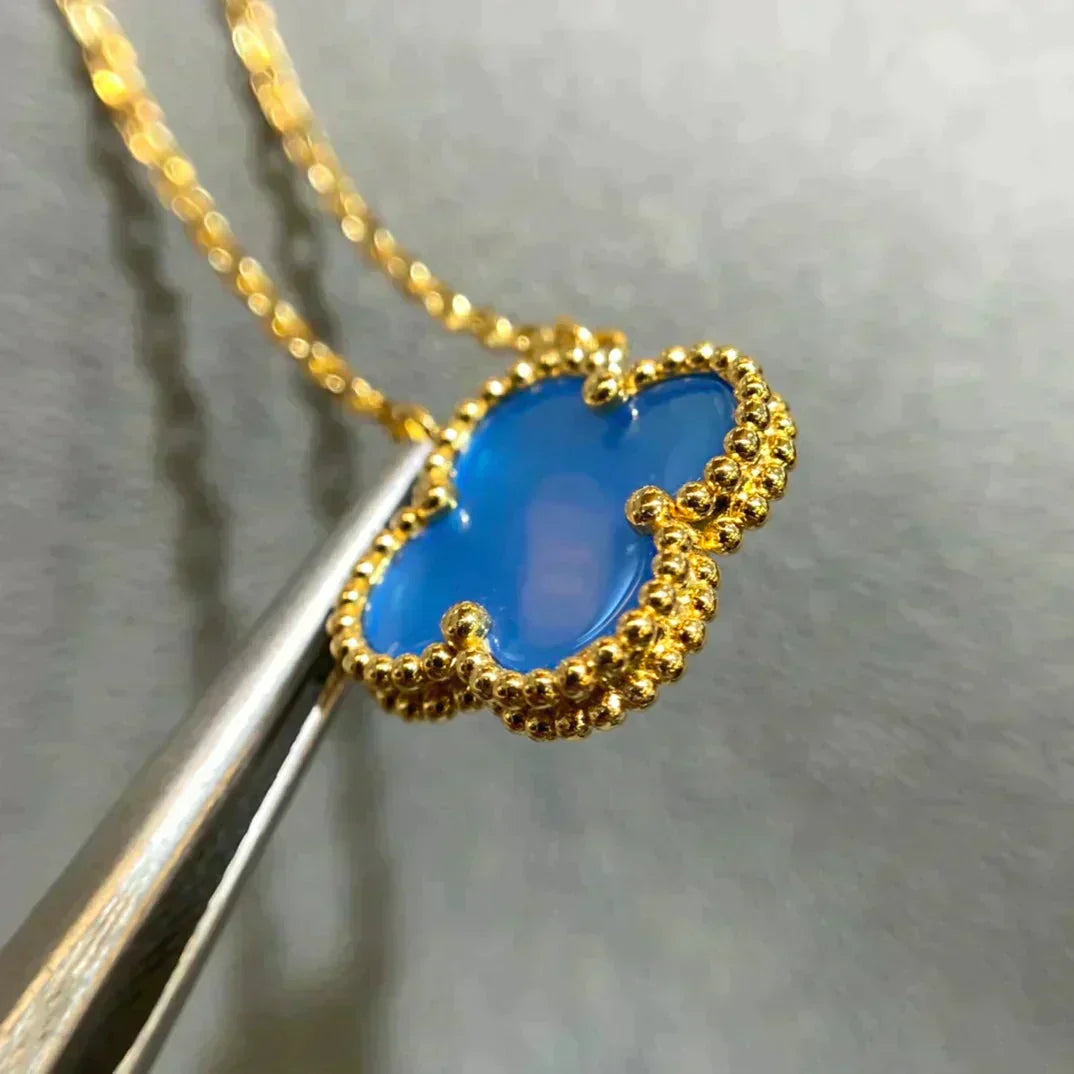 [Baslove]CLOVER 15MM BLAU ACHAT HALSKETTE