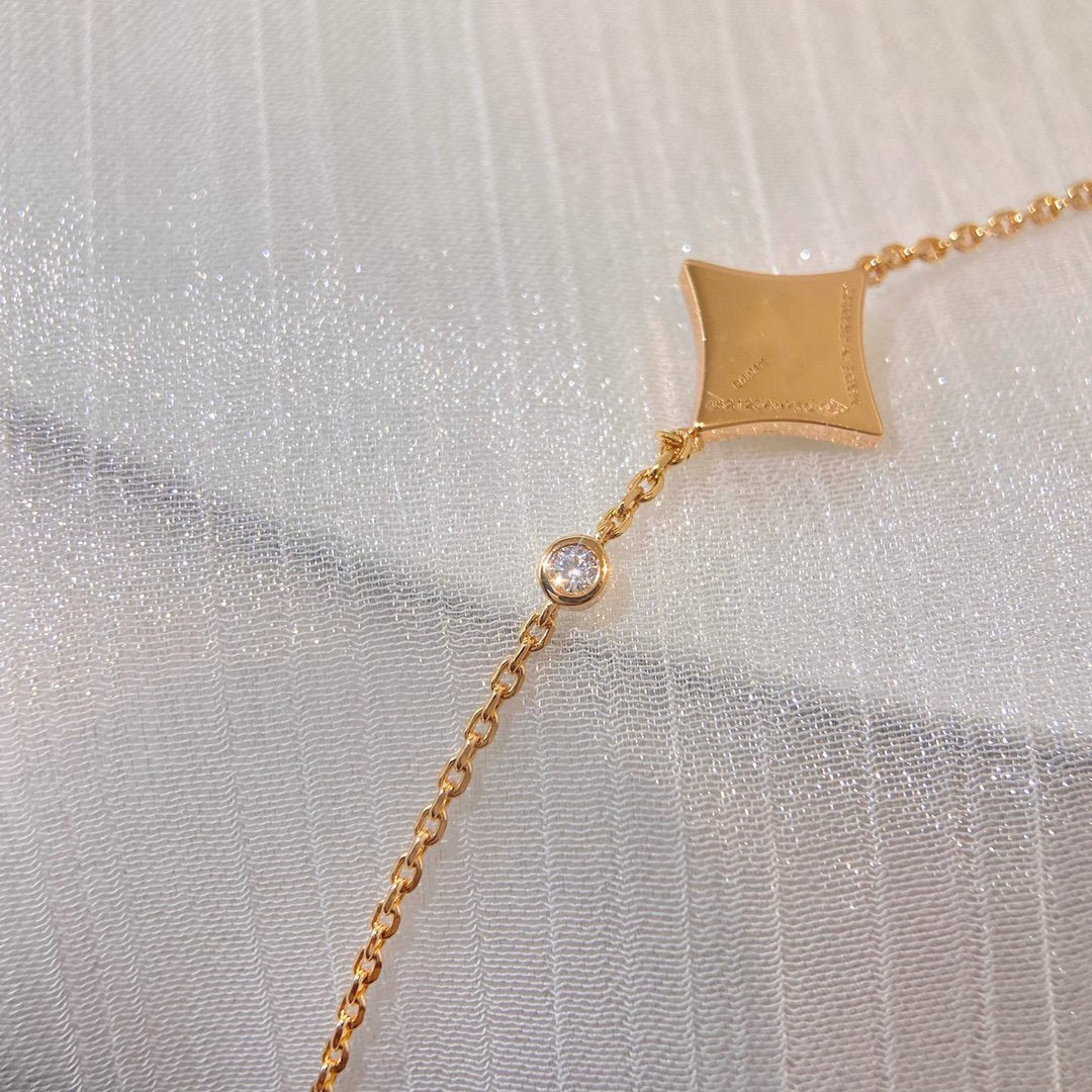 [Baslove]FARBENES STERN-ARMBAND AUS KARNEOL UND ROTGOLD MIT DIAMANT