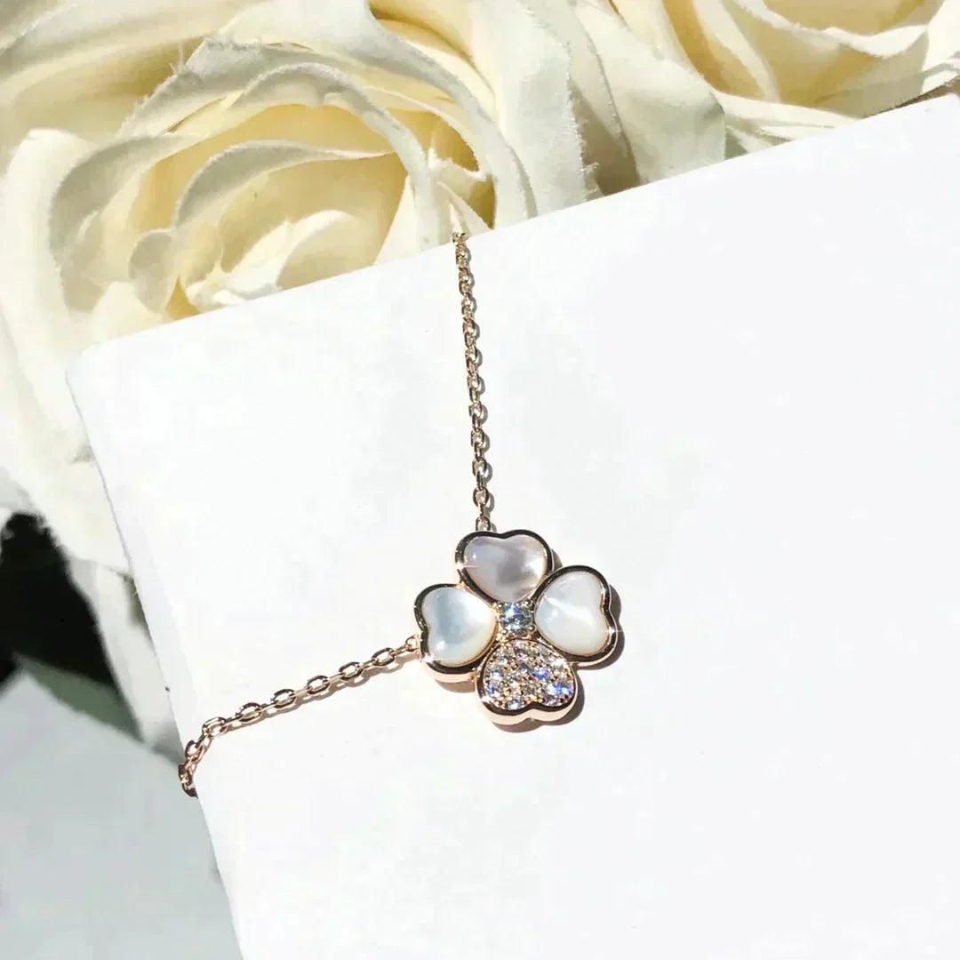[Baslove]CLOVER MOP DIAMANT ROSÉGOLD HALSKETTE