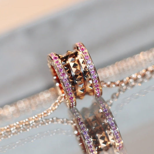 [Baslove]ZERO 1 ROCK ROSA GOLD ROSA DIAMANT HALSKETTE