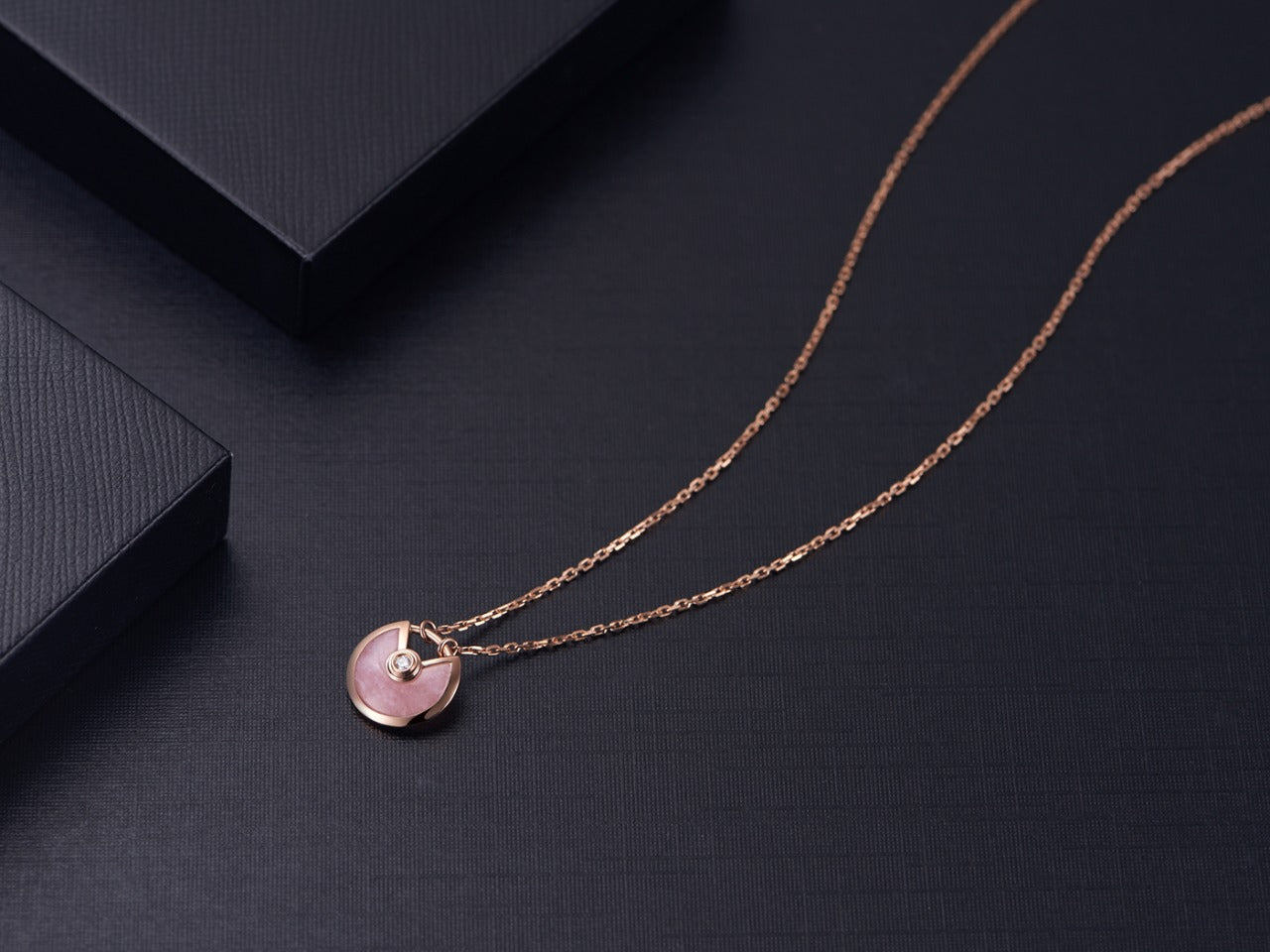 [Baslove]AMULETTE ROSÉGOLD ROSA MOP HALSKETTE