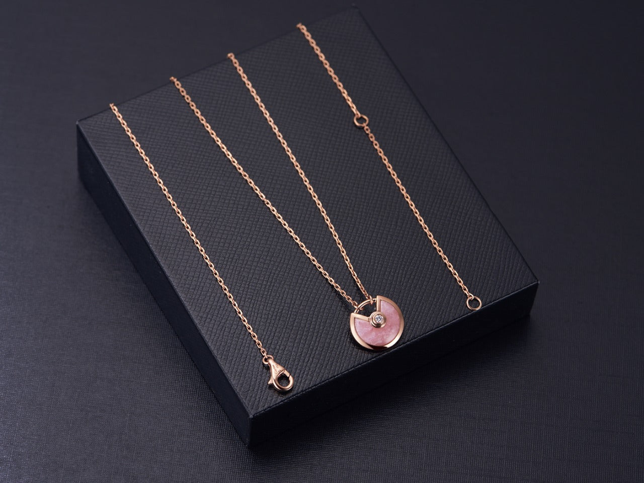 [Baslove]AMULETTE ROSÉGOLD ROSA MOP HALSKETTE