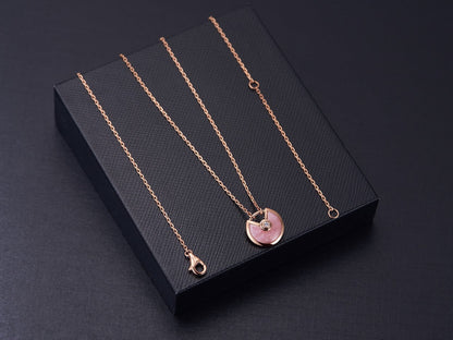 [Baslove]AMULETTE ROSÉGOLD ROSA MOP HALSKETTE