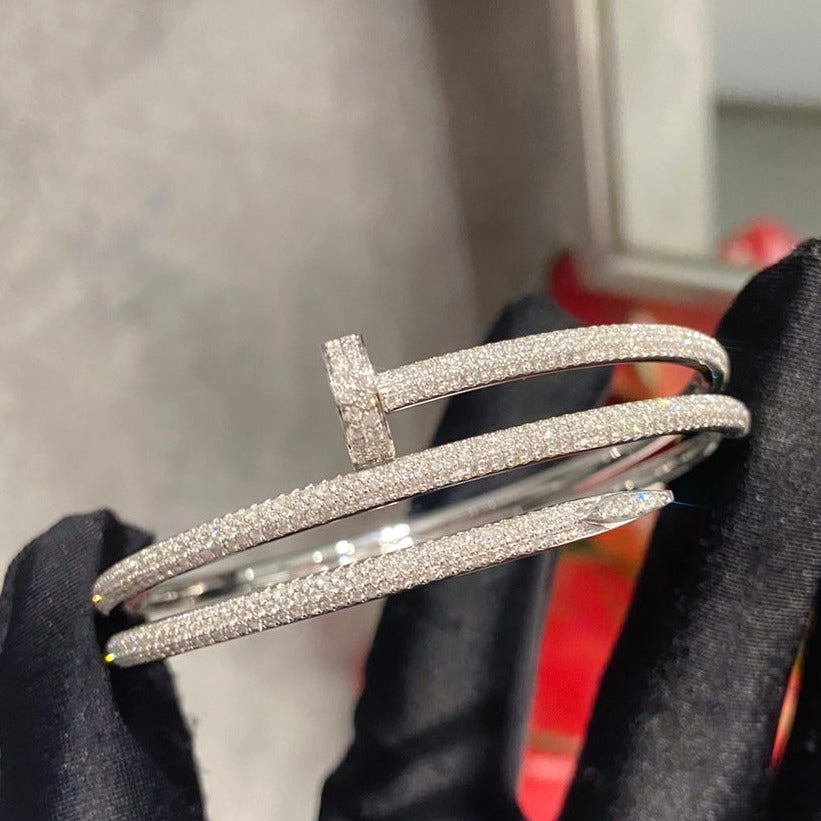 [Baslove]JUSTE ブレスレット 3.5MM ダブルロウ シルバー ダイヤモンド