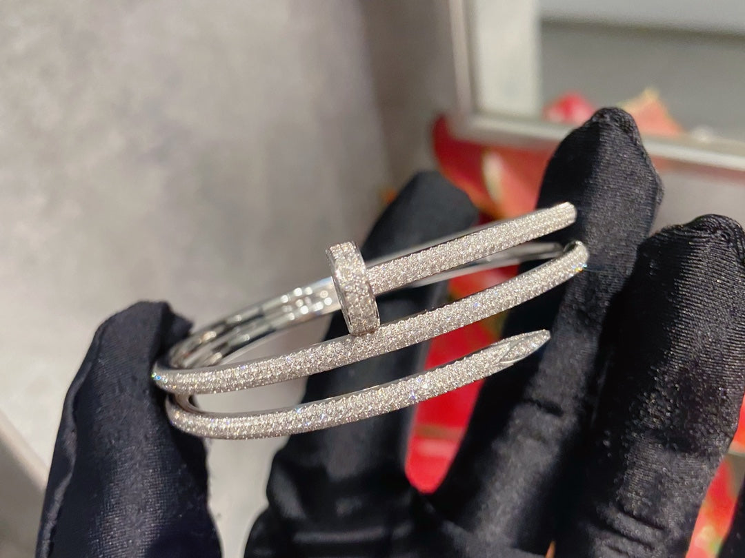 [Baslove]JUSTE ブレスレット 3.5MM ダブルロウ シルバー ダイヤモンド