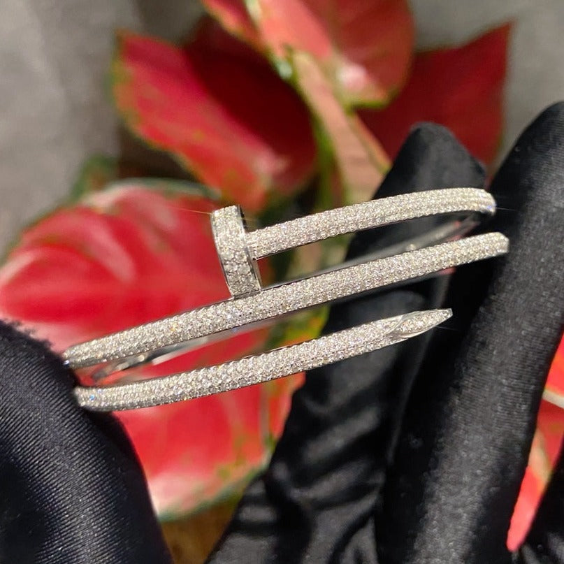 [Baslove]JUSTE ブレスレット 3.5MM ダブルロウ シルバー ダイヤモンド