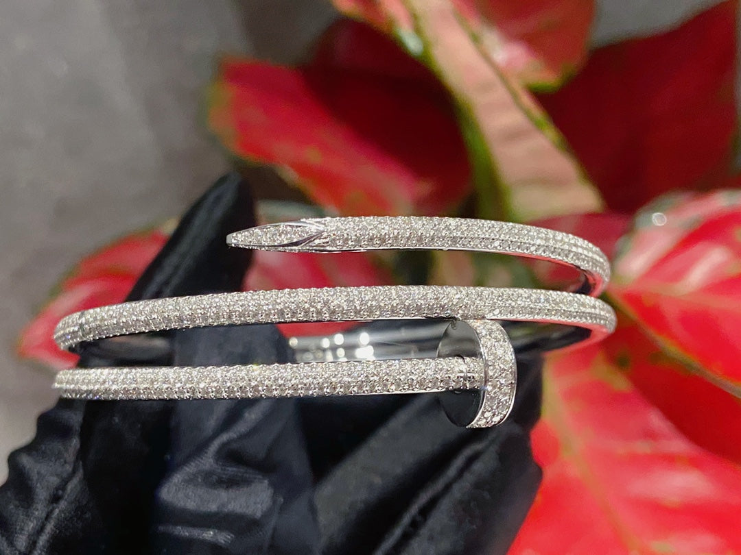 [Baslove]JUSTE ブレスレット 3.5MM ダブルロウ シルバー ダイヤモンド