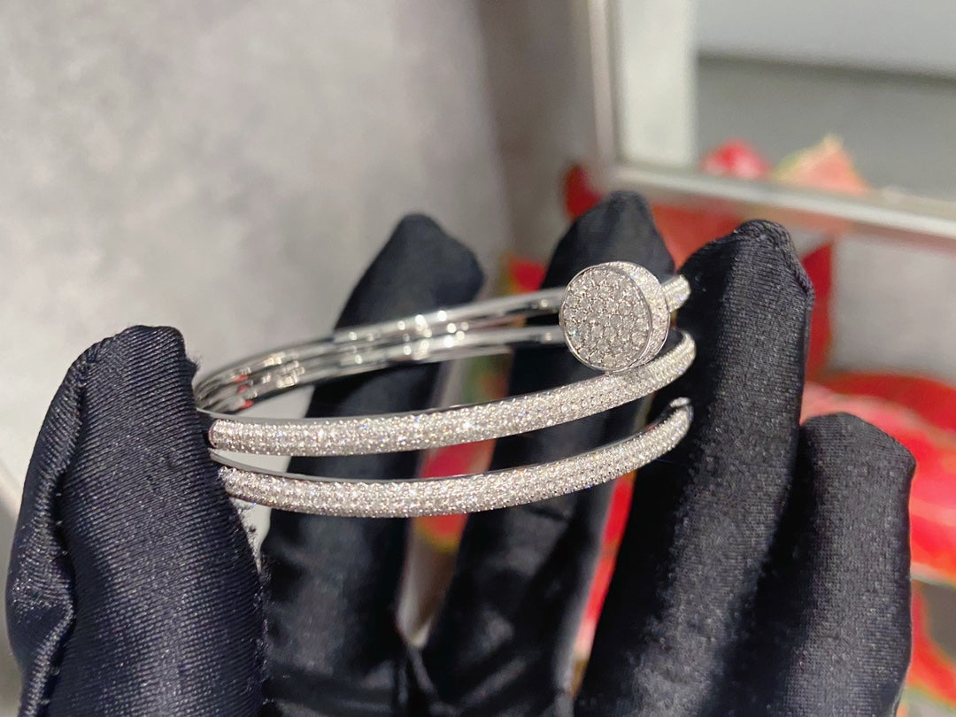 [Baslove]JUSTE ブレスレット 3.5MM ダブルロウ シルバー ダイヤモンド