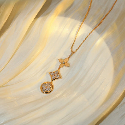 [Baslove]HALSKETTE AUS ROTGOLD MIT STERN UND SONNE