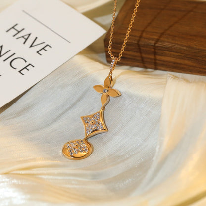 [Baslove]HALSKETTE AUS ROTGOLD MIT STERN UND SONNE