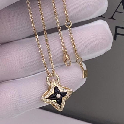 [Baslove]Stern Anhänger Roségold Diamant Halskette