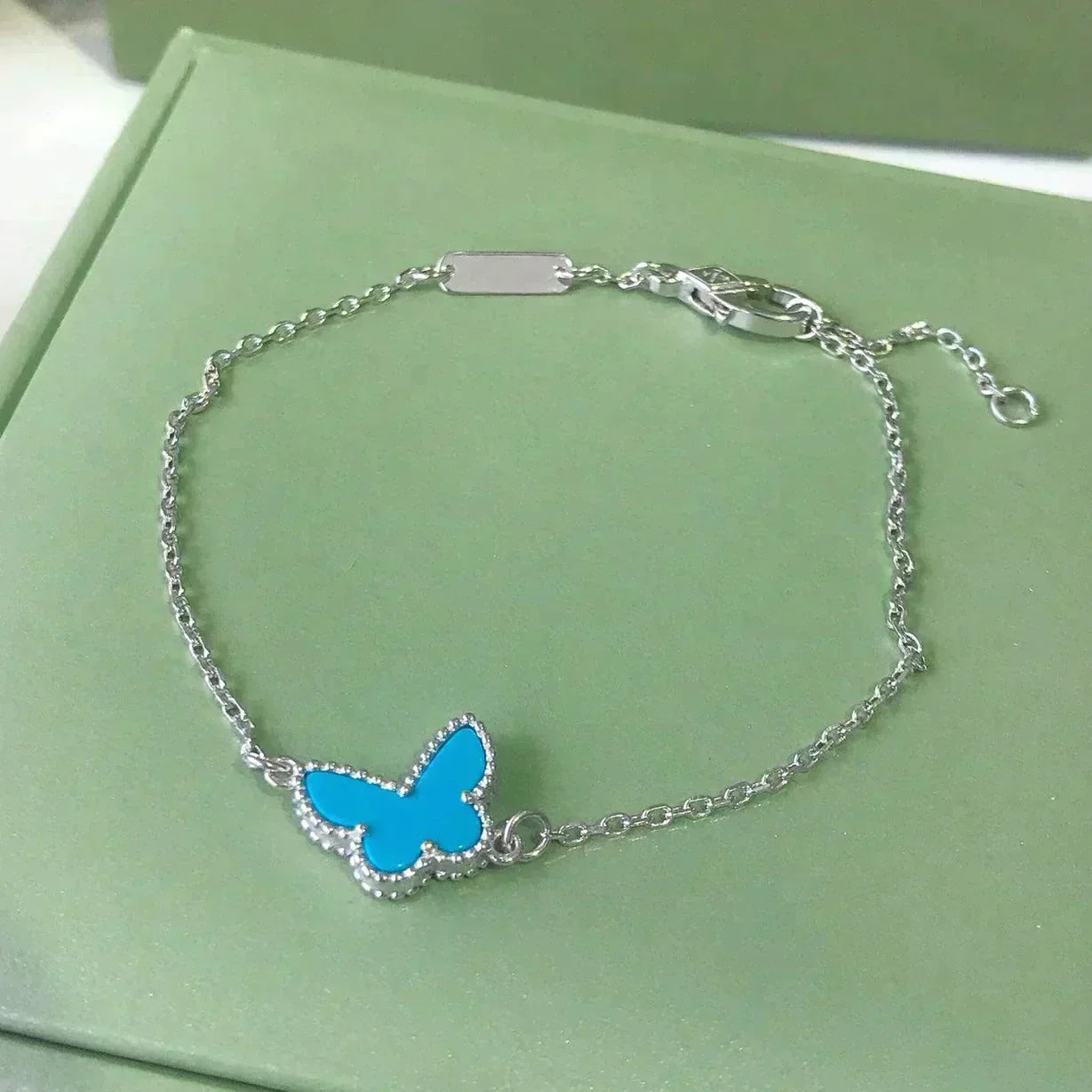 [Baslove] SCHMETTERLING TÜRKIS SCHMETTERLING ARMBAND SILBER
