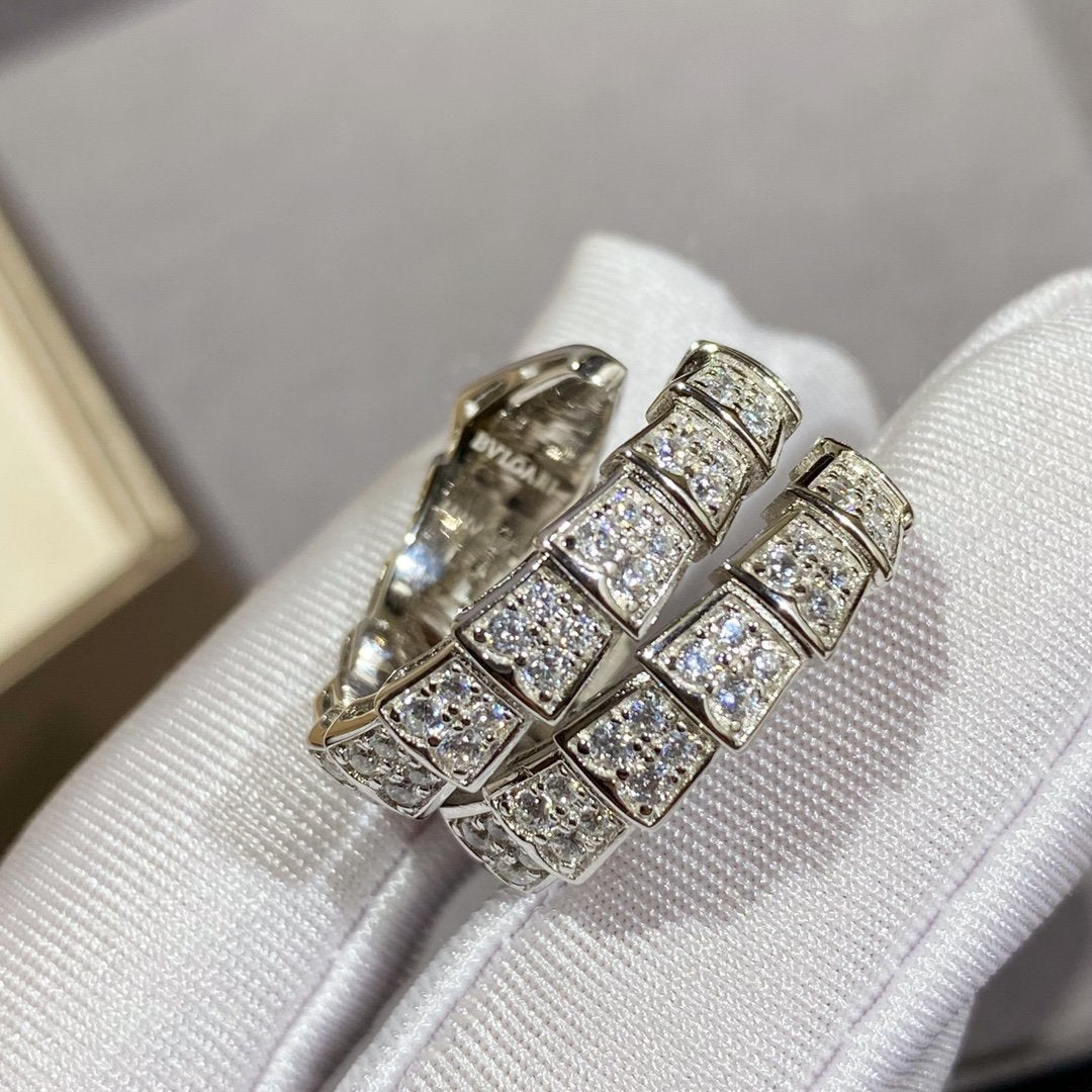 [Baslove]SERPENTI ダブルリング シルバー ダイヤモンド パヴェ