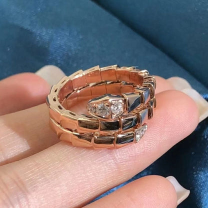 [Baslove]Doppelreihiger Diamantring „SERPENTS“