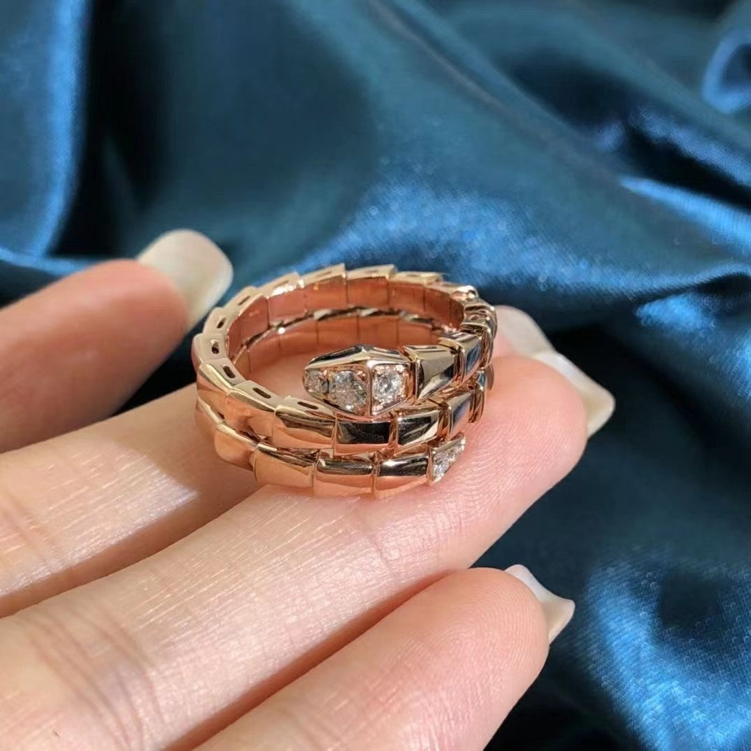 [Baslove]Doppelreihiger Diamantring „SERPENTS“