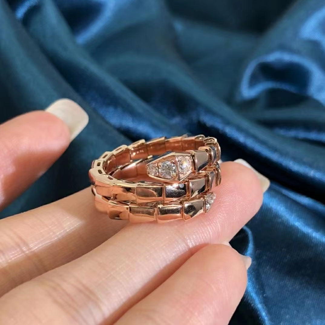 [Baslove]Doppelreihiger Diamantring „SERPENTS“