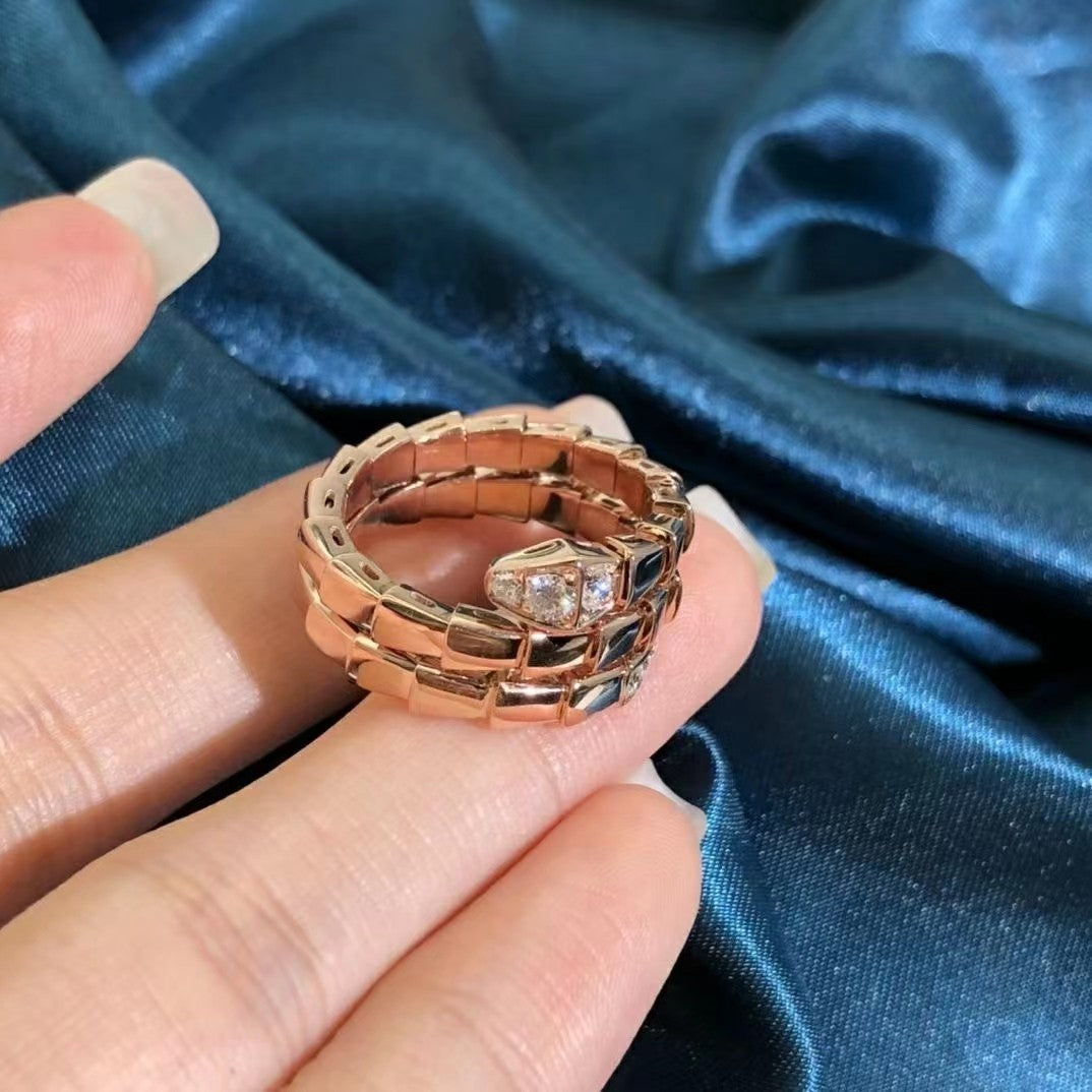 [Baslove]Doppelreihiger Diamantring „SERPENTS“