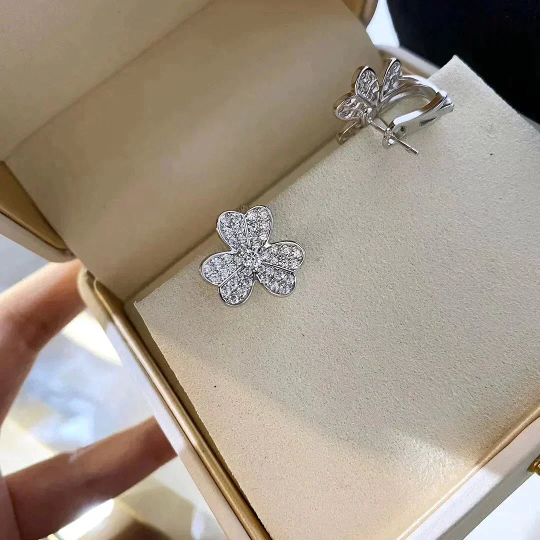 [Baslove]CLOVER COMOS DIAMANT OHRRINGE SILBER