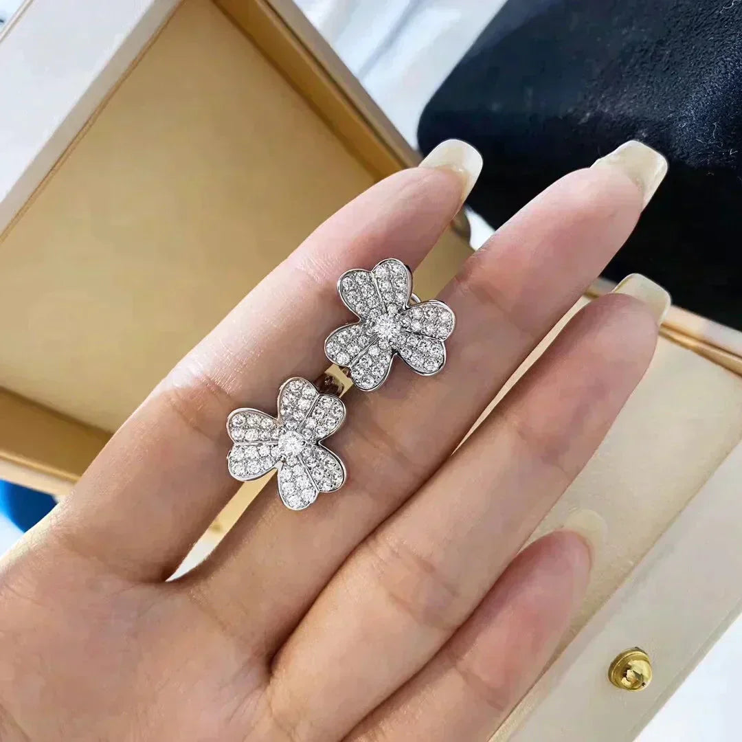[Baslove]CLOVER COMOS DIAMANT OHRRINGE SILBER