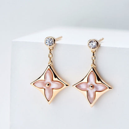 [Baslove] DOPPELSTERNE ROSA GOLD MOP DROP OHRRINGE