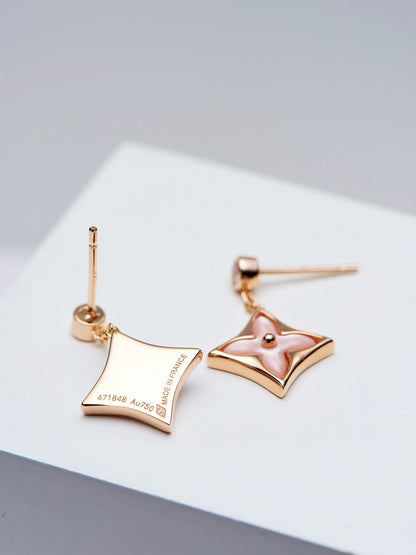 [Baslove] DOPPELSTERNE ROSA GOLD MOP DROP OHRRINGE