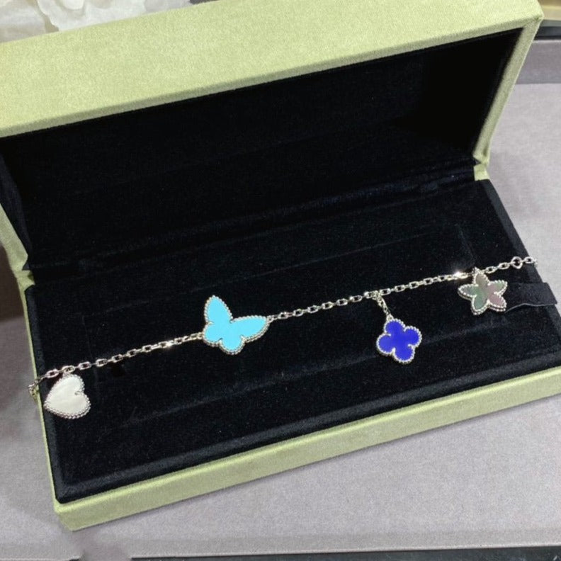 [Violet JW]LUCKY SPRING SILVER BRACELET 4 MOTIF