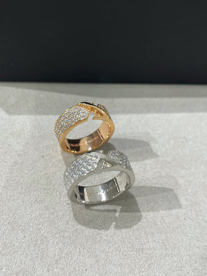 [Baslove] LIENS EVIDENCE RING AUS ROTGOLD MIT DIAMANTEN