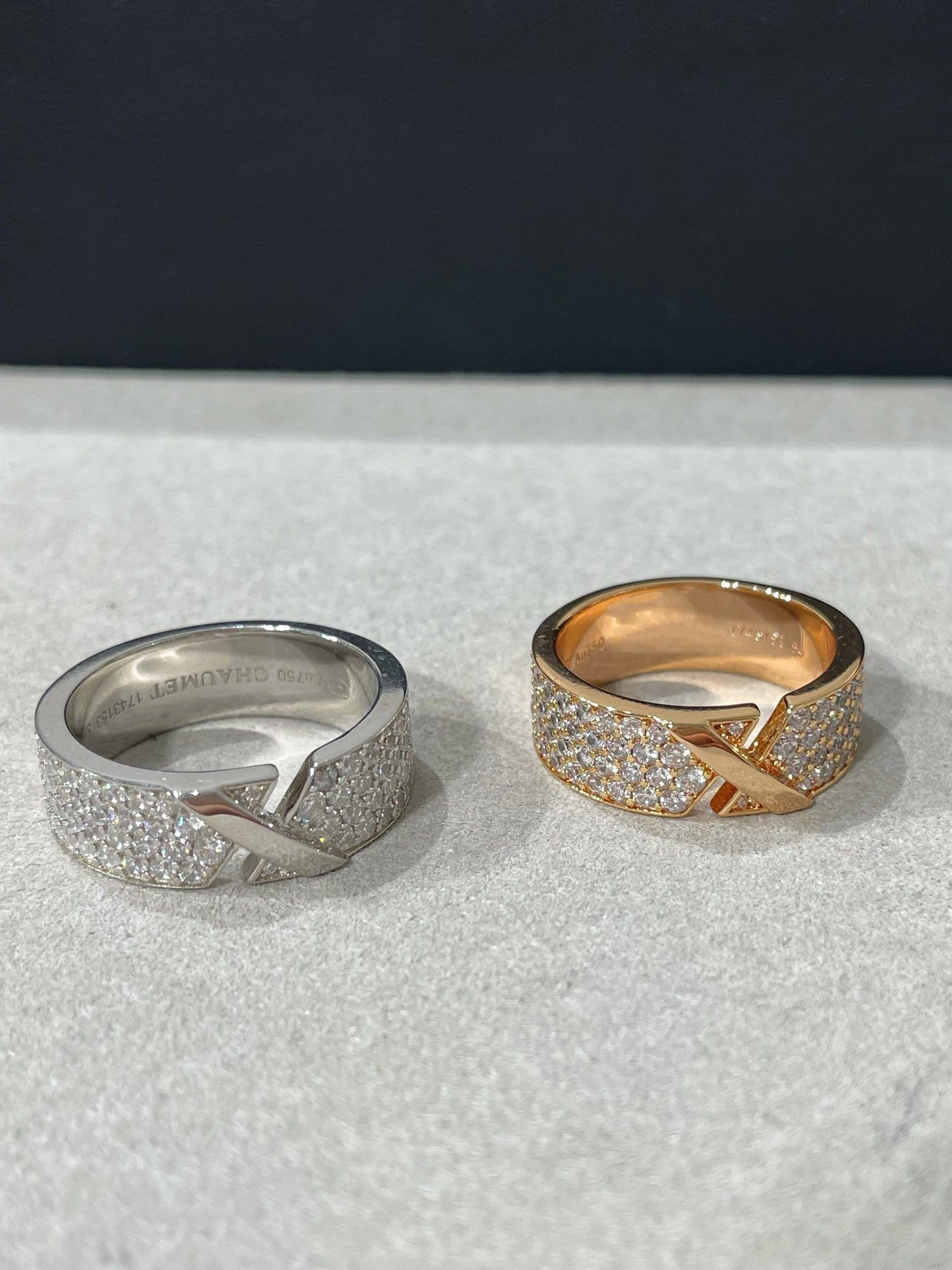 [Baslove] LIENS EVIDENCE RING AUS ROTGOLD MIT DIAMANTEN