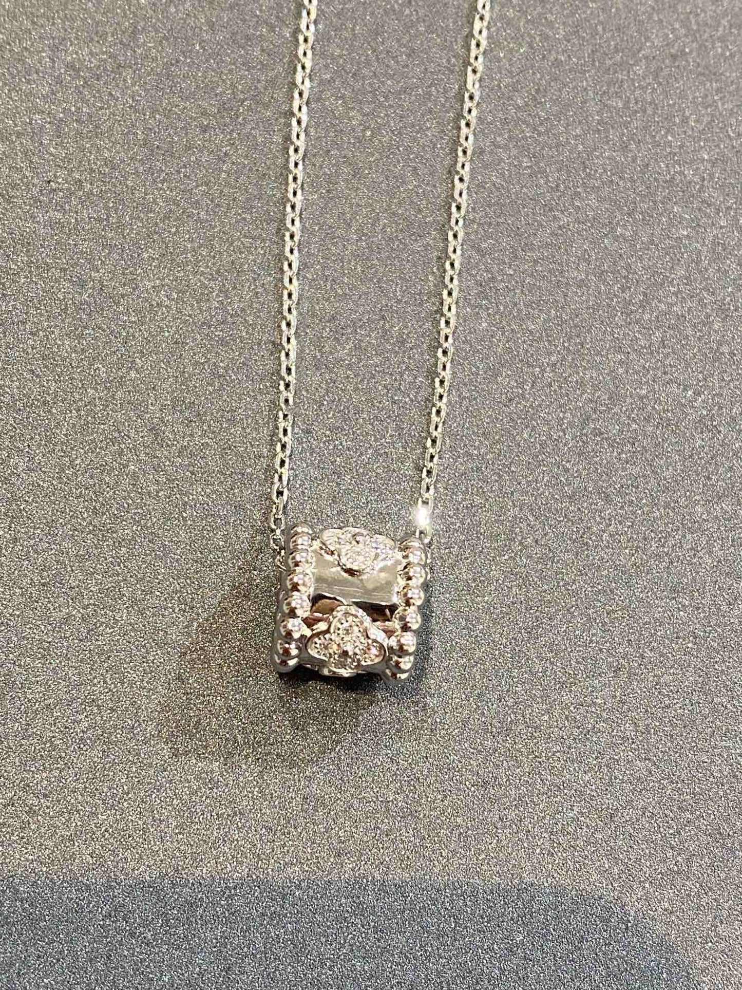 [Baslove]Perle Anhänger Silber Diamant Halskette 