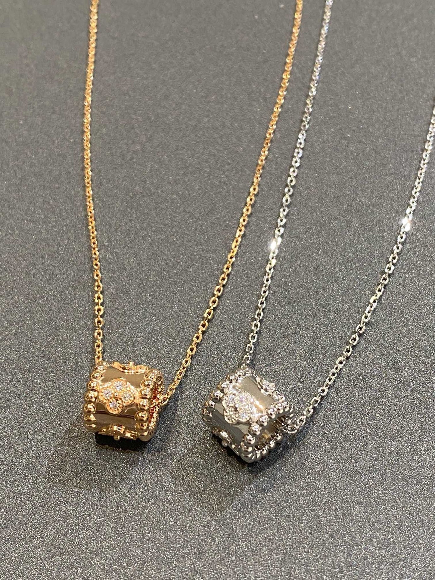 [Baslove]Perle Anhänger Silber Diamant Halskette 