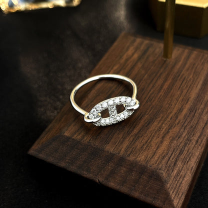 [Baslove]Runder kleiner silberner Diamantring